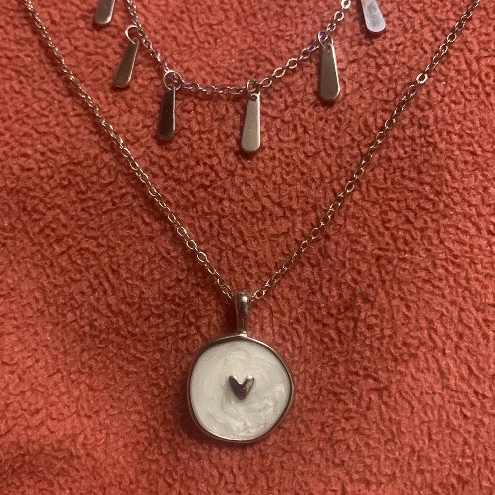 White Enamel w/ Gold Heart Double strand necklace … LOVE!!!